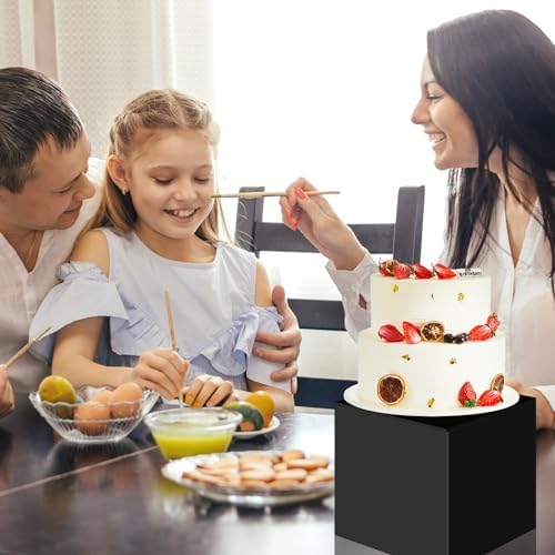 5 Pcs Display Buffet Risers, 3 to 7 Inch Black Acrylic Cube in Black, alternate view 6