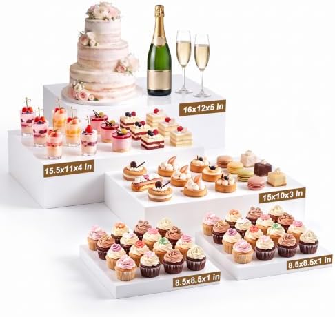 5 Pcs Extra Large Buffet Risers Set Rectangle Acrylic Display Box Catering Dessert Table Riser Food Display