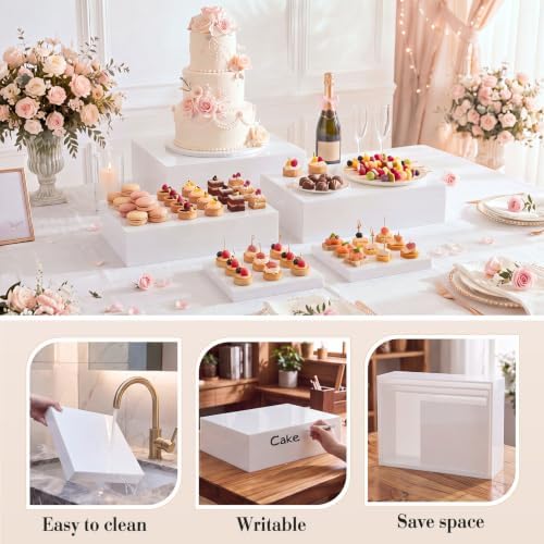 5 Pcs Extra Large Buffet Risers Set Rectangle Acrylic Display Box Catering Dessert Table Riser Food Display, alternate view 3