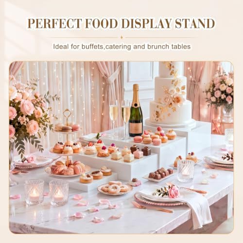 5 Pcs Extra Large Buffet Risers Set Rectangle Acrylic Display Box Catering Dessert Table Riser Food Display, alternate view 4