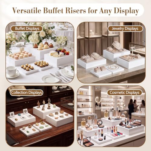 5 Pcs Extra Large Buffet Risers Set Rectangle Acrylic Display Box Catering Dessert Table Riser Food Display, alternate view 6
