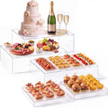 5 Pcs Extra Large Buffet Risers Set Rectangle Acrylic Display Box Catering Dessert Table Riser Food Display