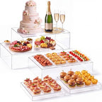 5 Pcs Extra Large Buffet Risers Set Rectangle Acrylic Display Box Catering Dessert Table Riser Food Display