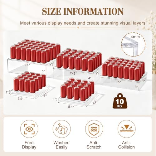 5 Pcs Extra Large Buffet Risers Set Rectangle Acrylic Display Box Catering Dessert Table Riser Food Display, alternate view 2