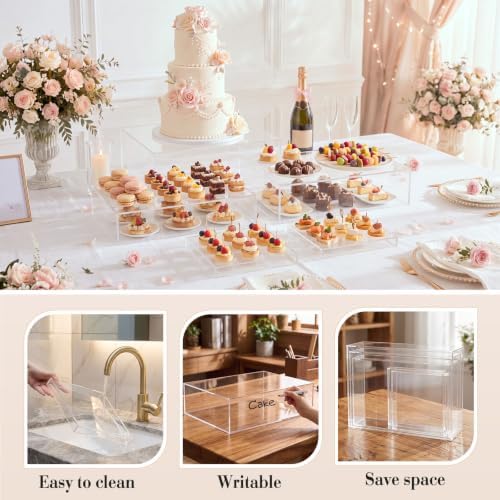 5 Pcs Extra Large Buffet Risers Set Rectangle Acrylic Display Box Catering Dessert Table Riser Food Display, alternate view 3