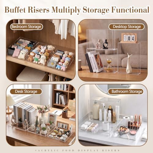 5 Pcs Extra Large Buffet Risers Set Rectangle Acrylic Display Box Catering Dessert Table Riser Food Display, alternate view 6