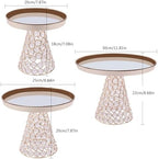 5 Pcs Gold Cake Stand Set, Crystal Cake Display Stand Dessert Table Display Set Metal Square Serving Trays, alternate view 3