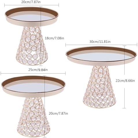 5 Pcs Gold Cake Stand Set, Crystal Cake Display Stand Dessert Table Display Set Metal Square Serving Trays, alternate view 3