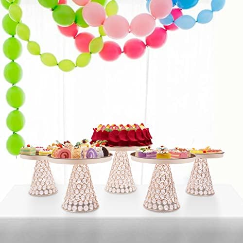 5 Pcs Gold Cake Stand Set, Crystal Cake Display Stand Dessert Table Display Set Metal Square Serving Trays, alternate view 4