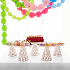 5 Pcs Gold Cake Stand Set, Crystal Cake Display Stand Dessert Table Display Set Metal Square Serving Trays, alternate view 4