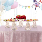 5 Pcs Gold Cake Stand Set, Crystal Cake Display Stand Dessert Table Display Set Metal Square Serving Trays, alternate view 6