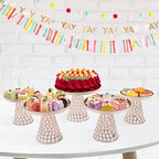 5 Pcs Gold Cake Stand Set, Crystal Cake Display Stand Dessert Table Display Set Metal Square Serving Trays, alternate view 7