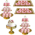 5 Pcs Gold Metal Cake Stand Sets for Birthday, Cakes and Cupcakes Stand for Wedding, Golden Dessert Table