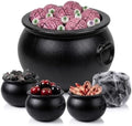 5 Pcs Halloween Large Cauldron Multipack Assortment (1) 22in and (4) 10in Trick or Treat Blow Mold Black Plastic