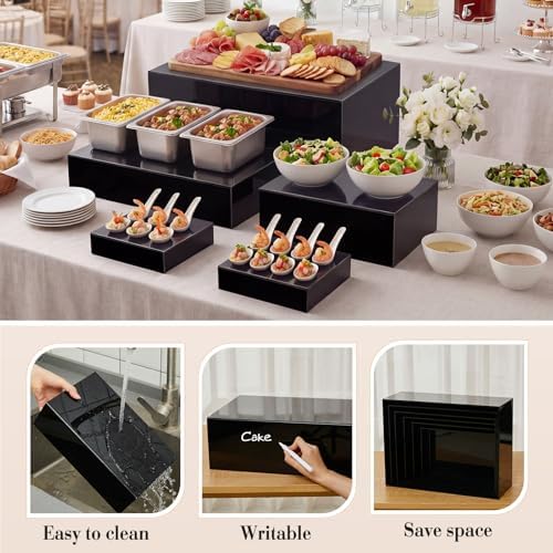 5 Pcs Large Buffet Risers Set Rectangle Acrylic Display Box Catering Dessert Table Riser Food Display Decorative, alternate