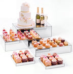 5 Pcs Large Buffet Risers Set Rectangle Acrylic Display Box Catering Dessert Table Riser Food Display Decorative