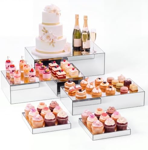 5 Pcs Large Buffet Risers Set Rectangle Acrylic Display Box Catering Dessert Table Riser Food Display Decorative