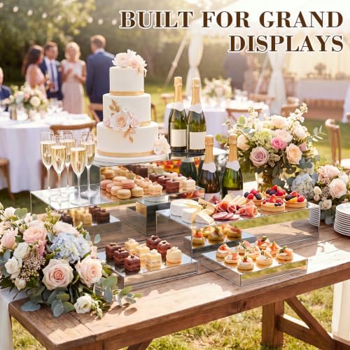 5 Pcs Large Buffet Risers Set Rectangle Acrylic Display Box Catering Dessert Table Riser Food Display Decorative, alternate