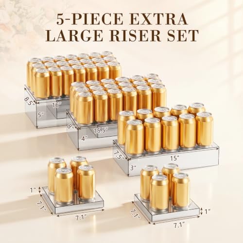 5 Pcs Large Buffet Risers Set Rectangle Acrylic Display Box Catering Dessert Table Riser Food Display Decorative, alternate