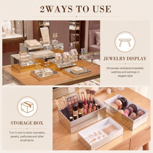 5 Pcs Large Buffet Risers Set Rectangle Acrylic Display Box Catering Dessert Table Riser Food Display Decorative, alternate