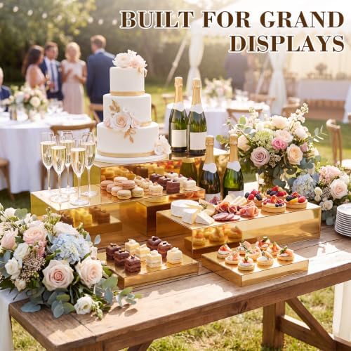5 Pcs Large Buffet Risers Set Rectangle Acrylic Display Box Catering Dessert Table Riser Food Display Decorative, alternate