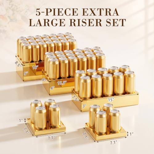 5 Pcs Large Buffet Risers Set Rectangle Acrylic Display Box Catering Dessert Table Riser Food Display Decorative, alternate