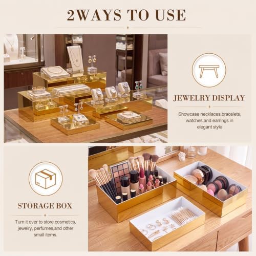 5 Pcs Large Buffet Risers Set Rectangle Acrylic Display Box Catering Dessert Table Riser Food Display Decorative, alternate