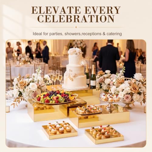 5 Pcs Large Buffet Risers Set Rectangle Acrylic Display Box Catering Dessert Table Riser Food Display Decorative, alternate