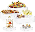 5 Pcs Large Buffet Risers Set Rectangle Display Acrylic Box Catering Dessert Table Riser Food Display Decorative