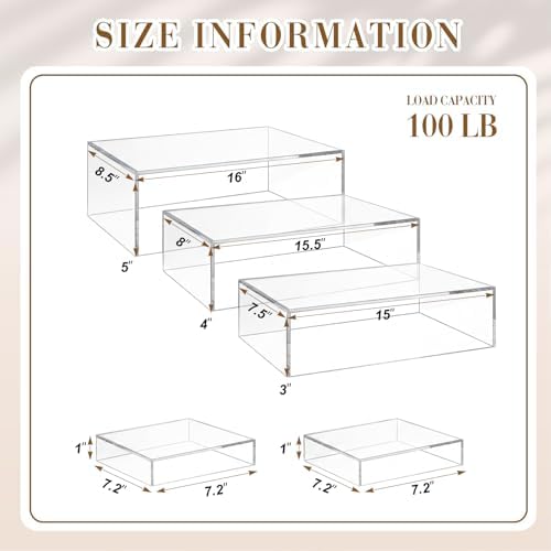 5 Pcs Large Buffet Risers Set Rectangle Display Acrylic Box Catering Dessert Table Riser Food Display Decorative, alternate
