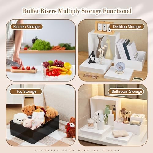 5 Pcs Large Buffet Risers Set Rectangle Display Acrylic Box Catering Dessert Table Riser Food Display Decorative, alternate