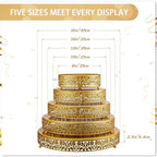 5 Pcs Metal Gold Cake Stand,16/14/12/10/8 in Round Cake Holder in Gold, alternate view 3