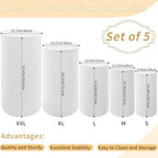 5 Pcs Metal Pleated Cylinder Pedestal Stands for Party, Heavy Duty White Round Cake Pedestal Stand Flower Plant, alternate