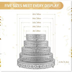 5 Pcs Metal Silver Cake Stand,16/14/12/10/8 in Round Cake Holder in Silver, alternate view 3
