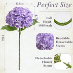 5 Pcs Purple Hydrangea Artificial Flowers, Latex Real Touch Faux Hydrangeas in Purple, alternate view 2
