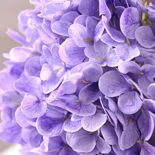 5 Pcs Purple Hydrangea Artificial Flowers, Latex Real Touch Faux Hydrangeas in Purple, alternate view 4