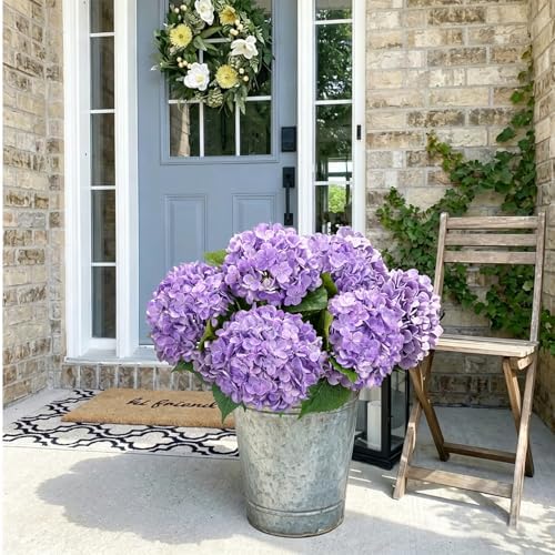 5 Pcs Purple Hydrangea Artificial Flowers, Latex Real Touch Faux Hydrangeas in Purple, alternate view 5