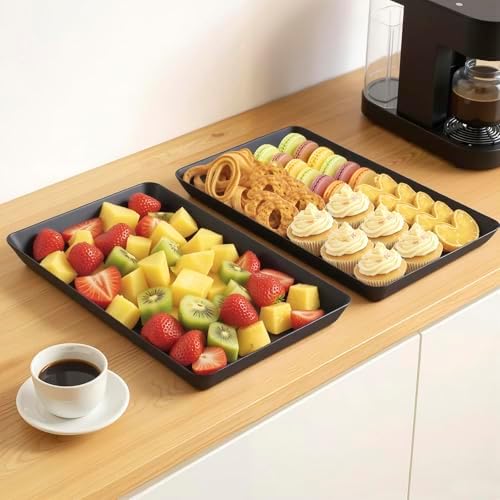 5 pcs Serving Tray for Entertaining, Serving Platters for Snacks, Fruit, Cookies, Dessert, Reusable Plastic, alternate view 2