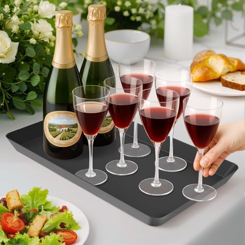 5 pcs Serving Tray for Entertaining, Serving Platters for Snacks, Fruit, Cookies, Dessert, Reusable Plastic, alternate view 5