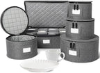 5-Piece China Storage Set | Plates & Mugs | Woven Linen | Gray in Gray