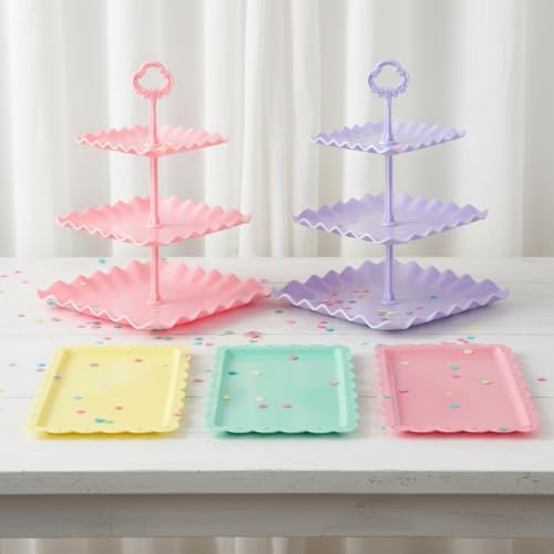 5-Piece Cupcake Stand & Appetizer Trays Set (Colorful) in Colorful, alternate view 5