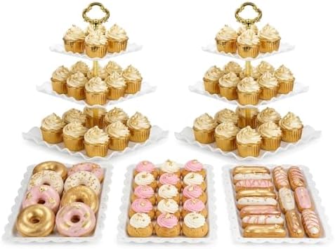 5-Piece Cupcake Stand & Appetizer Trays Set (Gold) in Gold