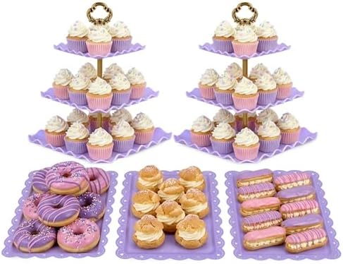 5-Piece Cupcake Stand & Appetizer Trays Set (Purple) in Purple
