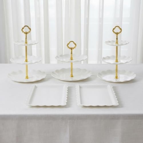 5-Piece Cupcake Stand & Appetizer Trays Set (Round, Gold) in Gold, alternate view 2