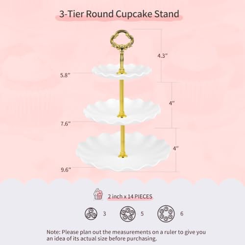 5-Piece Cupcake Stand & Appetizer Trays Set (Round, Gold) in Gold, alternate view 3