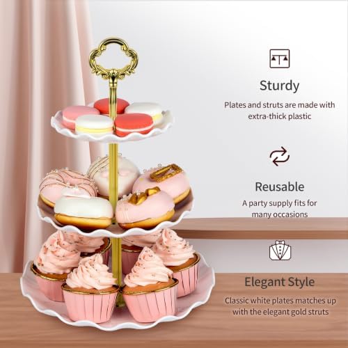 5-Piece Cupcake Stand & Appetizer Trays Set (Round, Gold) in Gold, alternate view 6