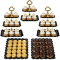 5-Piece Cupcake Stand & Appetizer Trays Set (Square, Black) in Black