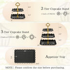5-Piece Cupcake Stand & Appetizer Trays Set (Square, Black) in Black, alternate view 3