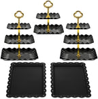 5-Piece Cupcake Stand & Appetizer Trays Set (Square, Black) in Black, alternate view 4