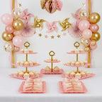 5-Piece Cupcake Stand & Appetizer Trays Set (Square, Pink) in Pink, alternate view 2